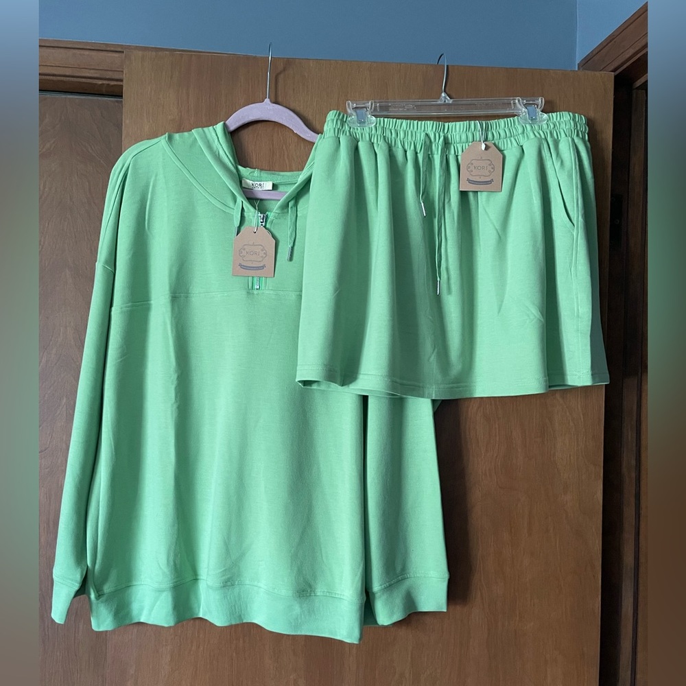 Womens Hooded Top and Skirt Set